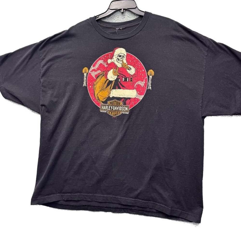 Vintage Harley-Davidson Skeleton Santa Rochester NH Christmas T-Shirt